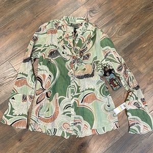 2OH Threads Green Paisley Button Down M NWT